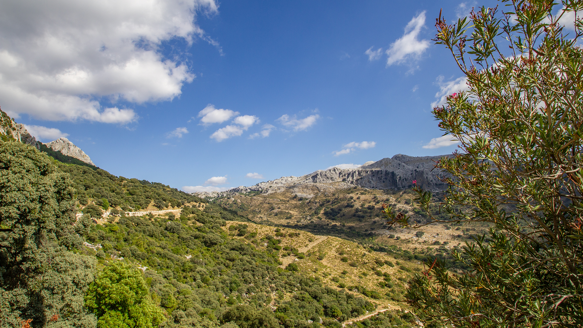 Aufziehende Wolken über den Bergen der Sierra de Grazalema.
