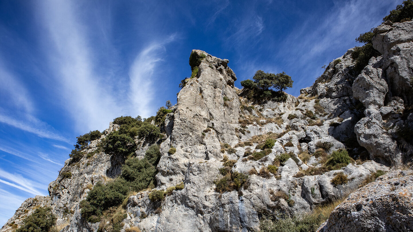Der Geodäsiepfeiler am Gipfel des La Tiñosa: 1.570 Meter Höhe und die Weite über Andalusien bis zur Sierra Nevada.