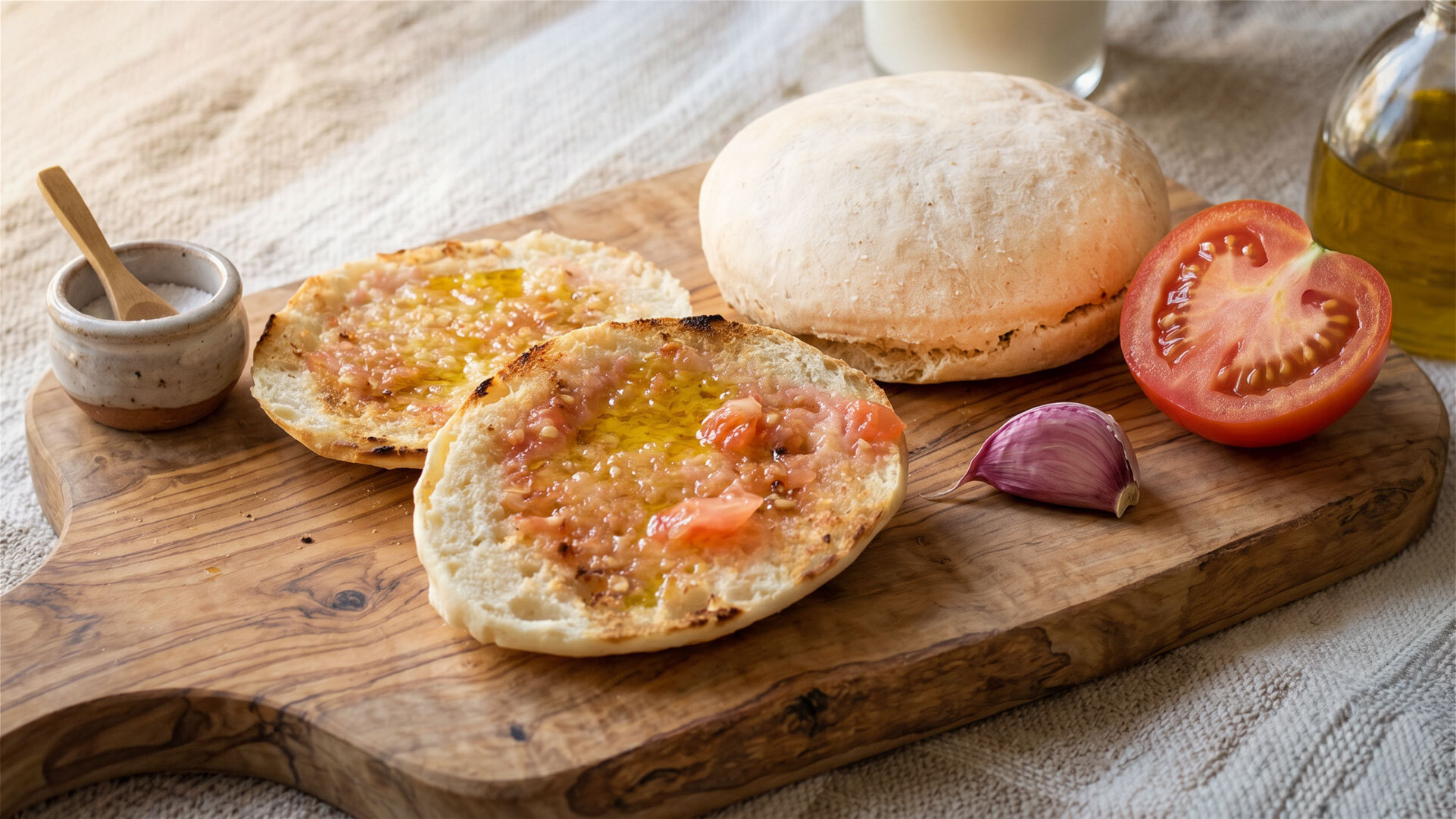Tostada con tomate y aceite